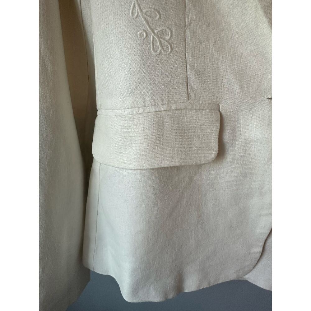 $325 JASON WU The Classics Embroidered Off White Linen Rayon Button Blazer sz Xs - Picture 5 of 10